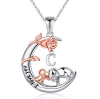 304 Stainless Steel Copper Elegant MAMA Simple Style Letter Heart Shape Rose Pendant Necklace sku image 3