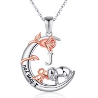 304 Stainless Steel Copper Elegant MAMA Simple Style Letter Heart Shape Rose Pendant Necklace sku image 9