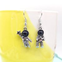 1 Pair Vintage Style Astronaut Star Plating Inlay Alloy Acrylic Silver Plated Drop Earrings main image 3