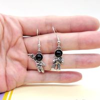 1 Pair Vintage Style Astronaut Star Plating Inlay Alloy Acrylic Silver Plated Drop Earrings main image 4