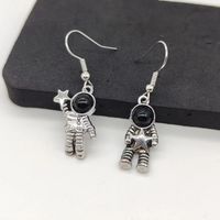 1 Pair Vintage Style Astronaut Star Plating Inlay Alloy Acrylic Silver Plated Drop Earrings main image 5