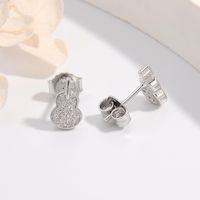 1 Pair Simple Style Guitar Plating Inlay Sterling Silver Zircon White Gold Plated Rhodium Plated Ear Studs main image 4