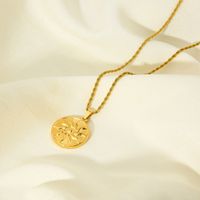 304 Stainless Steel 18K Gold Plated Simple Style Plating Sun Pendant Necklace main image 4