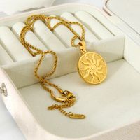 304 Stainless Steel 18K Gold Plated Simple Style Plating Sun Pendant Necklace main image 5