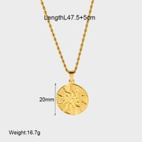304 Stainless Steel 18K Gold Plated Simple Style Plating Sun Pendant Necklace main image 2
