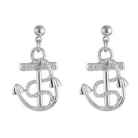 1 Pair Marine Style Rudder Anchor Plating Inlay Alloy Rhinestones Gold Plated Silver Plated Drop Earrings main image 5