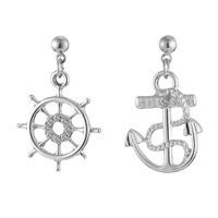 1 Pair Marine Style Rudder Anchor Plating Inlay Alloy Rhinestones Gold Plated Silver Plated Drop Earrings main image 3