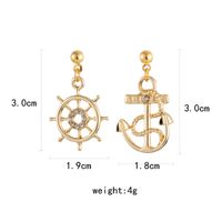 1 Pair Marine Style Rudder Anchor Plating Inlay Alloy Rhinestones Gold Plated Silver Plated Drop Earrings main image 2