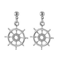 1 Pair Marine Style Rudder Anchor Plating Inlay Alloy Rhinestones Gold Plated Silver Plated Drop Earrings main image 4