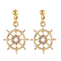 1 Pair Marine Style Rudder Anchor Plating Inlay Alloy Rhinestones Gold Plated Silver Plated Drop Earrings main image 6