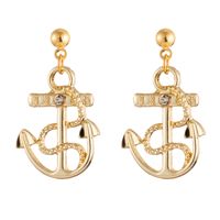 1 Pair Marine Style Rudder Anchor Plating Inlay Alloy Rhinestones Gold Plated Silver Plated Drop Earrings main image 7
