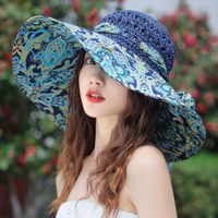 Women's Simple Style Color Block Printing Big Eaves Sun Hat main image 2