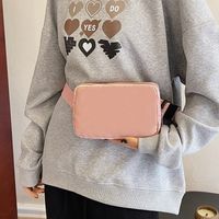 Women's Oxford Cloth Solid Color Classic Style Streetwear Sewing Thread Square Zipper Fanny Pack sku image 2