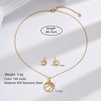 304 Stainless Steel 14K Gold Plated Simple Style Sports Plating Hollow Out Basketball Earrings Necklace sku image 1