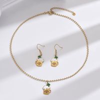 304 Stainless Steel 14K Gold Plated Classic Style Enamel Plating Beer Hat Wine Glass Earrings Necklace main image 1