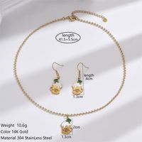 304 Stainless Steel 14K Gold Plated Classic Style Enamel Plating Beer Hat Wine Glass Earrings Necklace sku image 1
