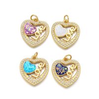 1 Piece Simple Style Letter Heart Shape Copper Plating Inlay Jewelry Accessories main image 4