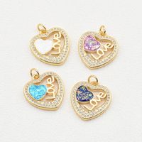 1 Piece Simple Style Letter Heart Shape Copper Plating Inlay Jewelry Accessories main image 3