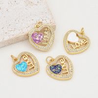 1 Piece Simple Style Letter Heart Shape Copper Plating Inlay Jewelry Accessories main image 1