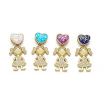 1 Piece Cute Cartoon Character Heart Shape Copper Plating Inlay Jewelry Accessories main image 4