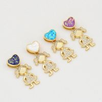 1 Piece Cute Cartoon Character Heart Shape Copper Plating Inlay Jewelry Accessories main image 3