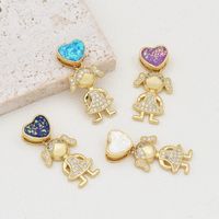 1 Piece Cute Cartoon Character Heart Shape Copper Plating Inlay Jewelry Accessories main image 1