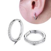 1 Piece Elegant Solid Color Inlay 304 Stainless Steel Zircon Hoop Earrings main image 4
