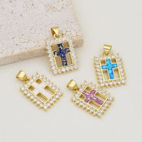 1 Piece Simple Style Cross Copper Plating Inlay Jewelry Accessories main image 1