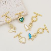 1 Piece Simple Style Heart Shape Butterfly Copper Plating Inlay Jewelry Accessories main image 1