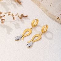 1 Pair Simple Style Devil's Eye Heart Shape Snake Plating Titanium Steel 18K Gold Plated Drop Earrings main image 4