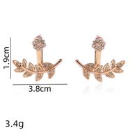 1 Paire Style Simple Feuille Placage Incruster Alliage Strass Boucles D'oreilles main image 2