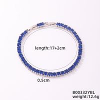 Glam Shiny Square Copper Inlay Zircon Silver Plated Tennis Bracelet sku image 1