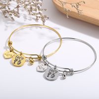 Simple Style Cartoon Character Letter Heart Shape Titanium Steel 18K Gold Plated Bangle In Bulk main image 1