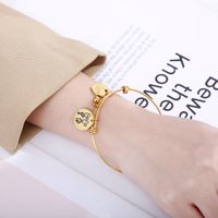 Simple Style Cartoon Character Letter Heart Shape Titanium Steel 18K Gold Plated Bangle In Bulk main image 10