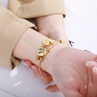 Simple Style Cartoon Character Letter Heart Shape Titanium Steel 18K Gold Plated Bangle In Bulk main image 9