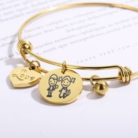 Simple Style Cartoon Character Letter Heart Shape Titanium Steel 18K Gold Plated Bangle In Bulk main image 6