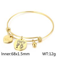 Simple Style Cartoon Character Letter Heart Shape Titanium Steel 18K Gold Plated Bangle In Bulk main image 3