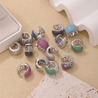 1 Piece Casual Simple Style Geometric Copper Zircon Gold Plated Silver Plated Huggie Earrings main image 1