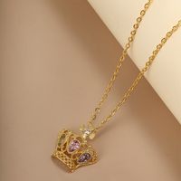 Ig Style Xuping Sun Crown Butterfly Copper Alloy Plating Hollow Out Inlay Artificial Diamond 14k Gold Plated 24k Gold Plated Women's Pendant Necklace main image 7