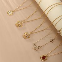 Ig Style Xuping Sun Crown Butterfly Copper Alloy Plating Hollow Out Inlay Artificial Diamond 14k Gold Plated 24k Gold Plated Women's Pendant Necklace main image 1