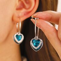 1 Pair Elegant Simple Style Heart Shape Alloy Drop Earrings main image 7