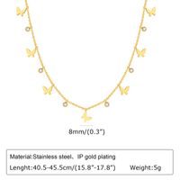 201 Stainless Steel Fairy Style Simple Style Plating Inlay Triangle Square Water Droplets Zircon Necklace sku image 4