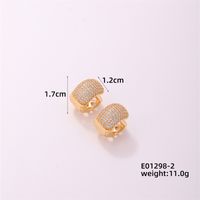 1 Piece Casual Simple Style Geometric Copper Zircon Gold Plated Silver Plated Huggie Earrings sku image 7