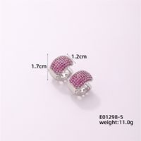 1 Piece Casual Simple Style Geometric Copper Zircon Gold Plated Silver Plated Huggie Earrings sku image 10