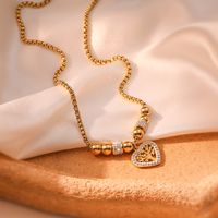 304 Stainless Steel 18K Gold Plated Simple Style Commute Inlay Heart Shape Life Tree Zircon Pendant Necklace main image 1
