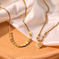 304 Stainless Steel 18K Gold Plated Simple Style Commute Inlay Heart Shape Life Tree Zircon Pendant Necklace main image 4