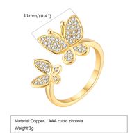Copper 18K Gold Plated IG Style Shiny Butterfly Zircon Open Rings main image 2