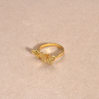 Copper 18K Gold Plated IG Style Shiny Butterfly Zircon Open Rings main image 8