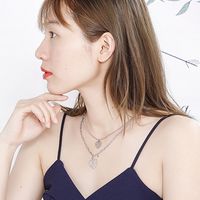 Titanium Steel 18K Gold Plated Simple Style Korean Style Hollow Out Heart Shape Double Layer Necklaces main image 9