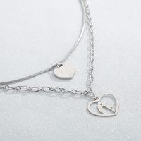 Titanium Steel 18K Gold Plated Simple Style Korean Style Hollow Out Heart Shape Double Layer Necklaces main image 5